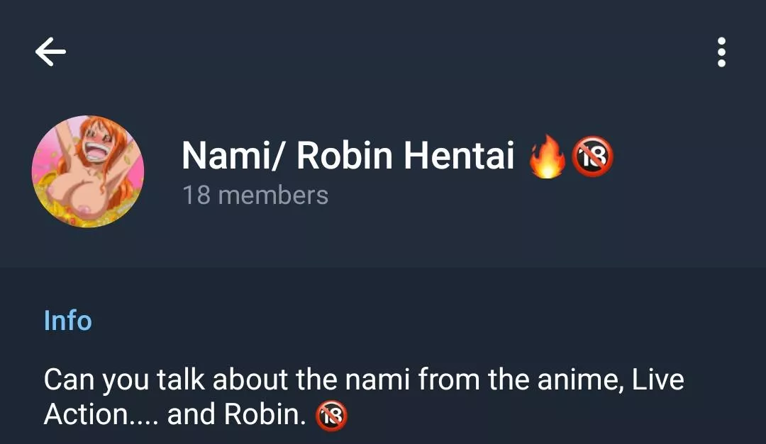 I have a Hentai Nami group on Telegram, if you want to join, send me a direct message here, your Telegram account posted by Agreeable-You-9787