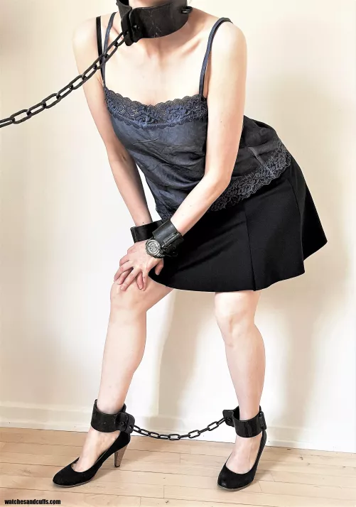 Striking a pose in my heavy metal restraints by JessicaShackled