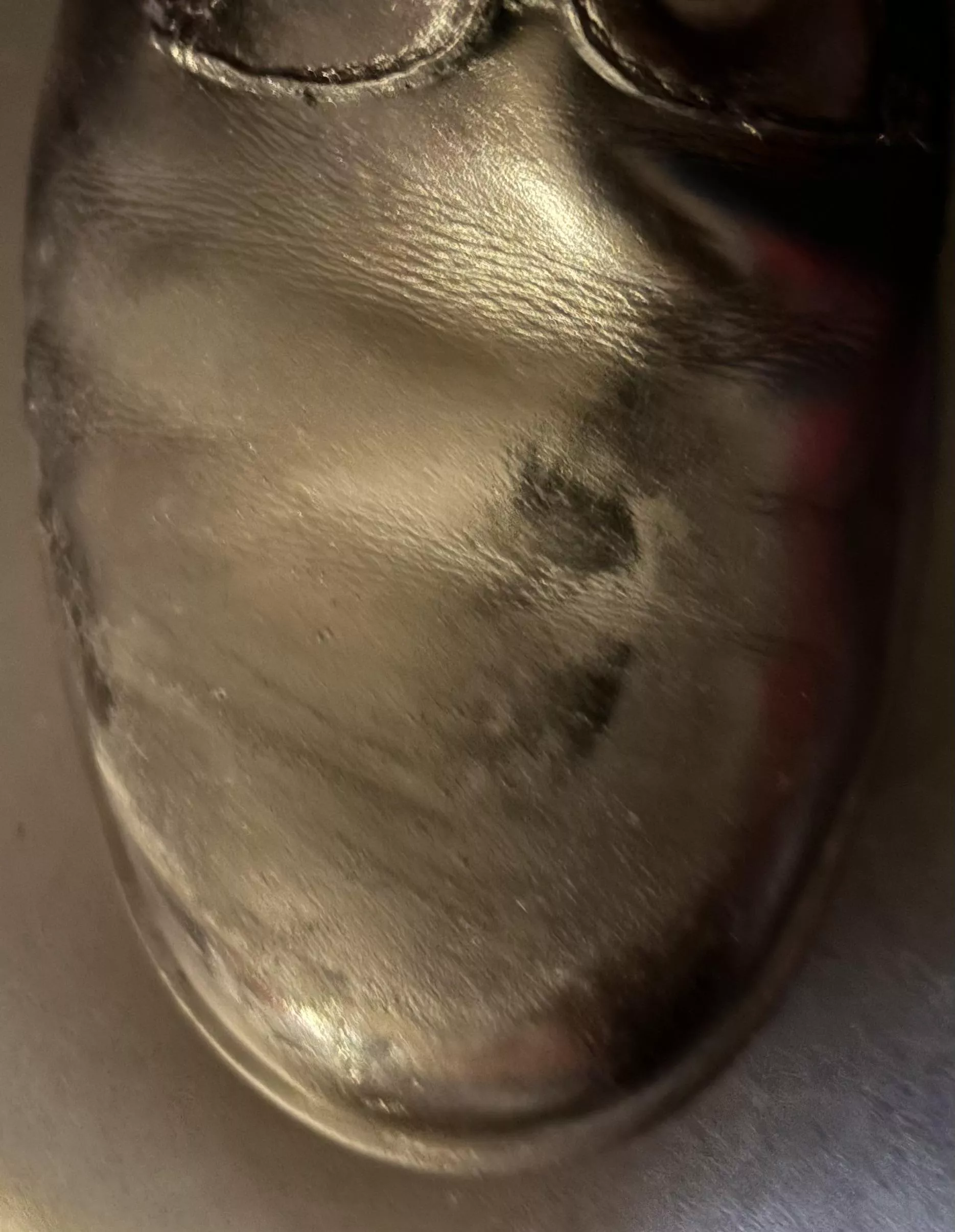 Tried to do a mirror shine, bulling technique. Ended up with a gross caked on texture. How do I fix this? posted by HairyPromise643