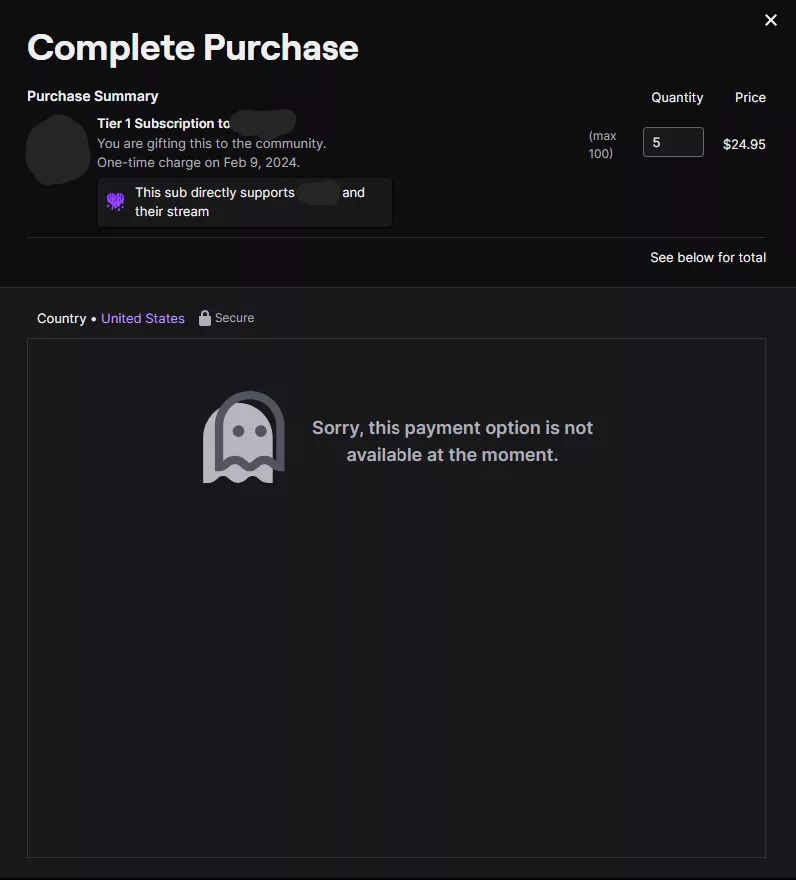 Anyone know why I can't gift subs? posted by blackwatchdva