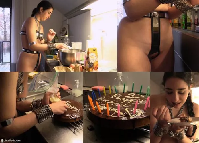 doing my birthday cake locked and cuffed!! by wet_nesday