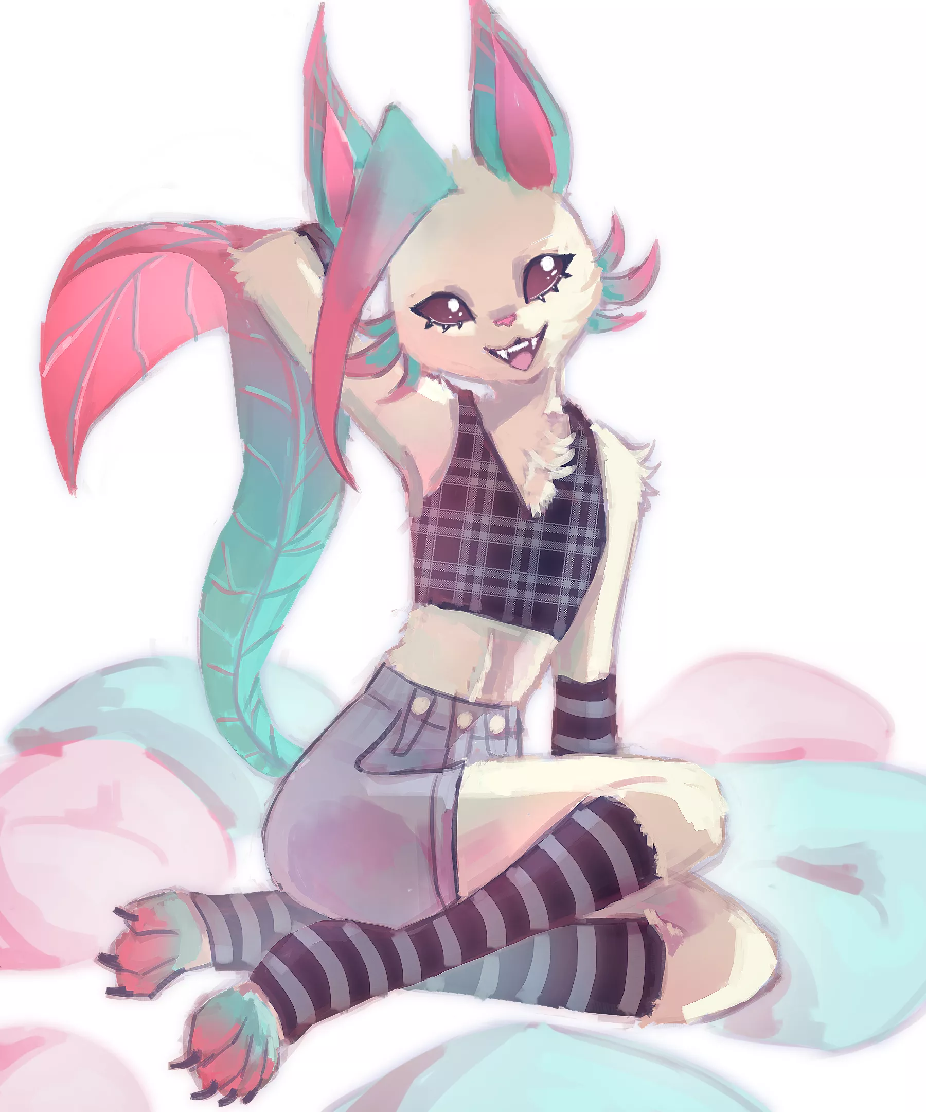 Drawing my fursona in my new style ~ (art by me) posted by overdonePerspective