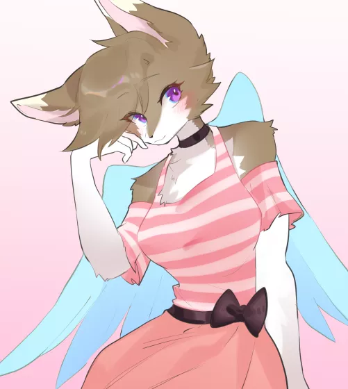 Oh um.. hai! 💖 - a com I got from @/ScribbledMoon !! by Snowwingedwolf