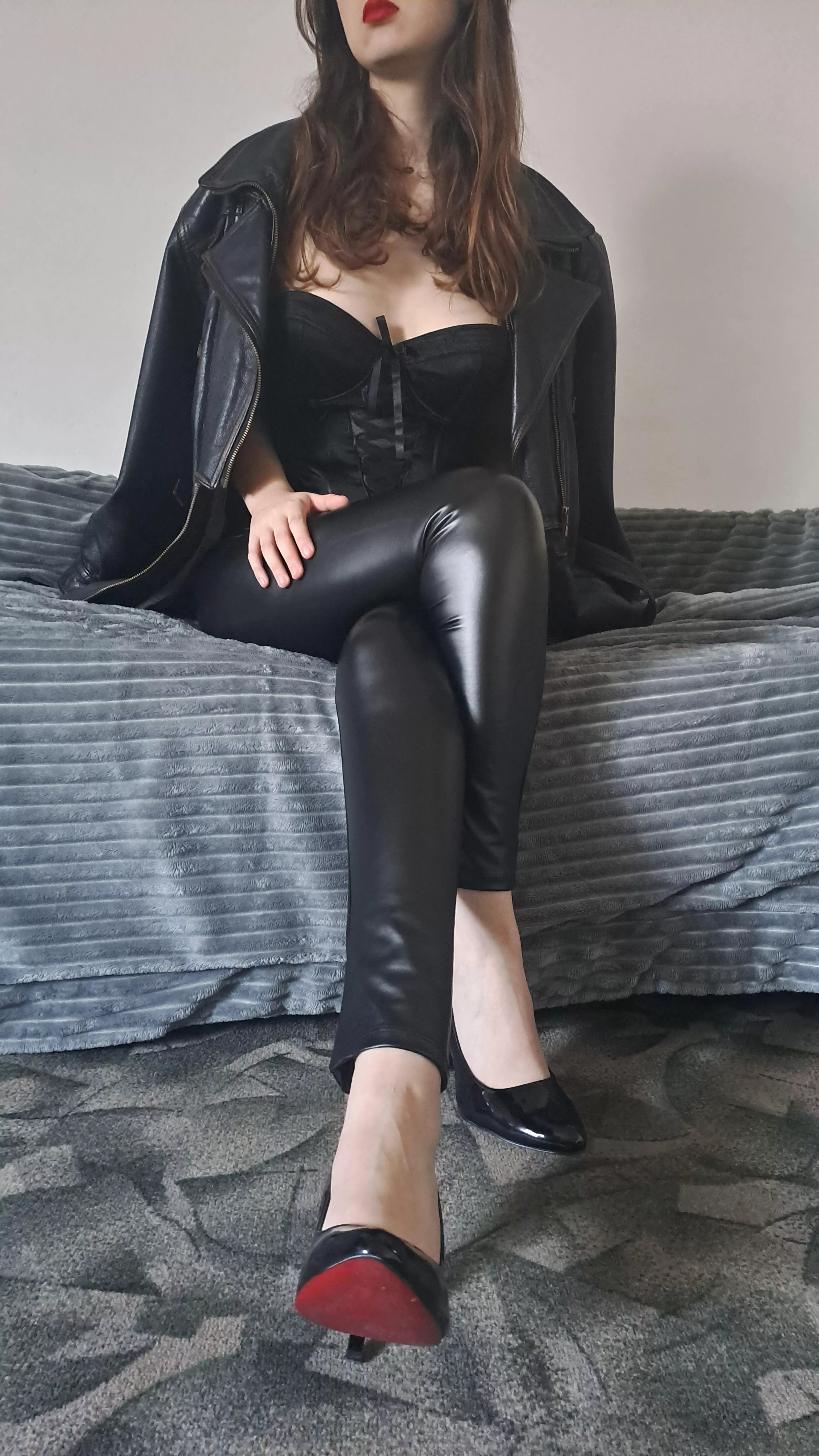 Shiny heels with red soles + leather = Love posted by Goddess_Irina