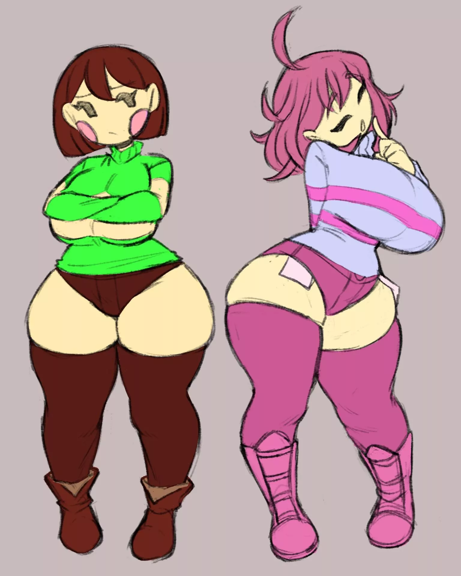 [Chara and Frisk looking thicc] posted by DripJ6969