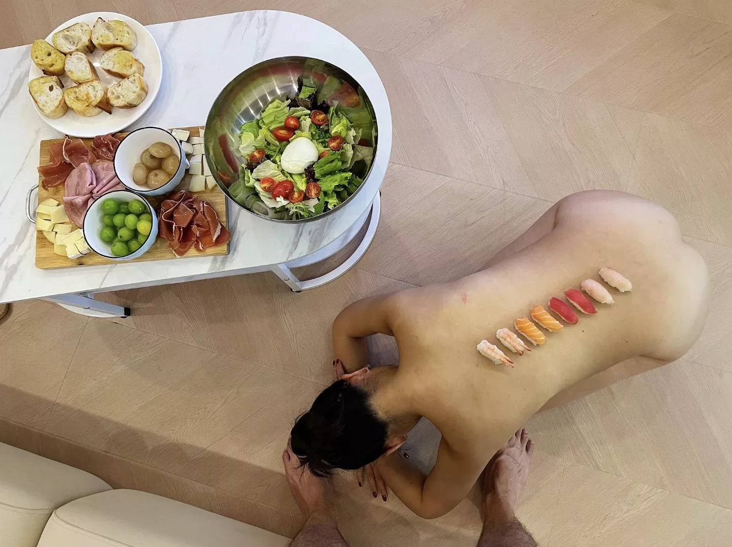 My domestic Chinese slave used as sushi table posted by Lucky_Eleo