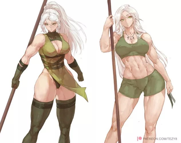 White-haired woman warrior [Original] by StarvingArtist2000