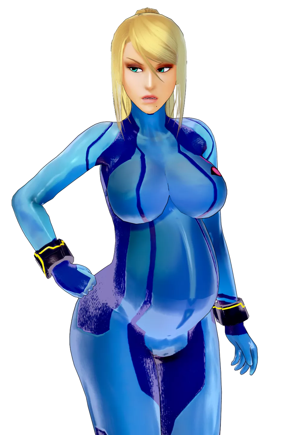 A heavily pregnant Samus glares at her alien captors who forcibly bred her. posted by ClaudiaLevantine