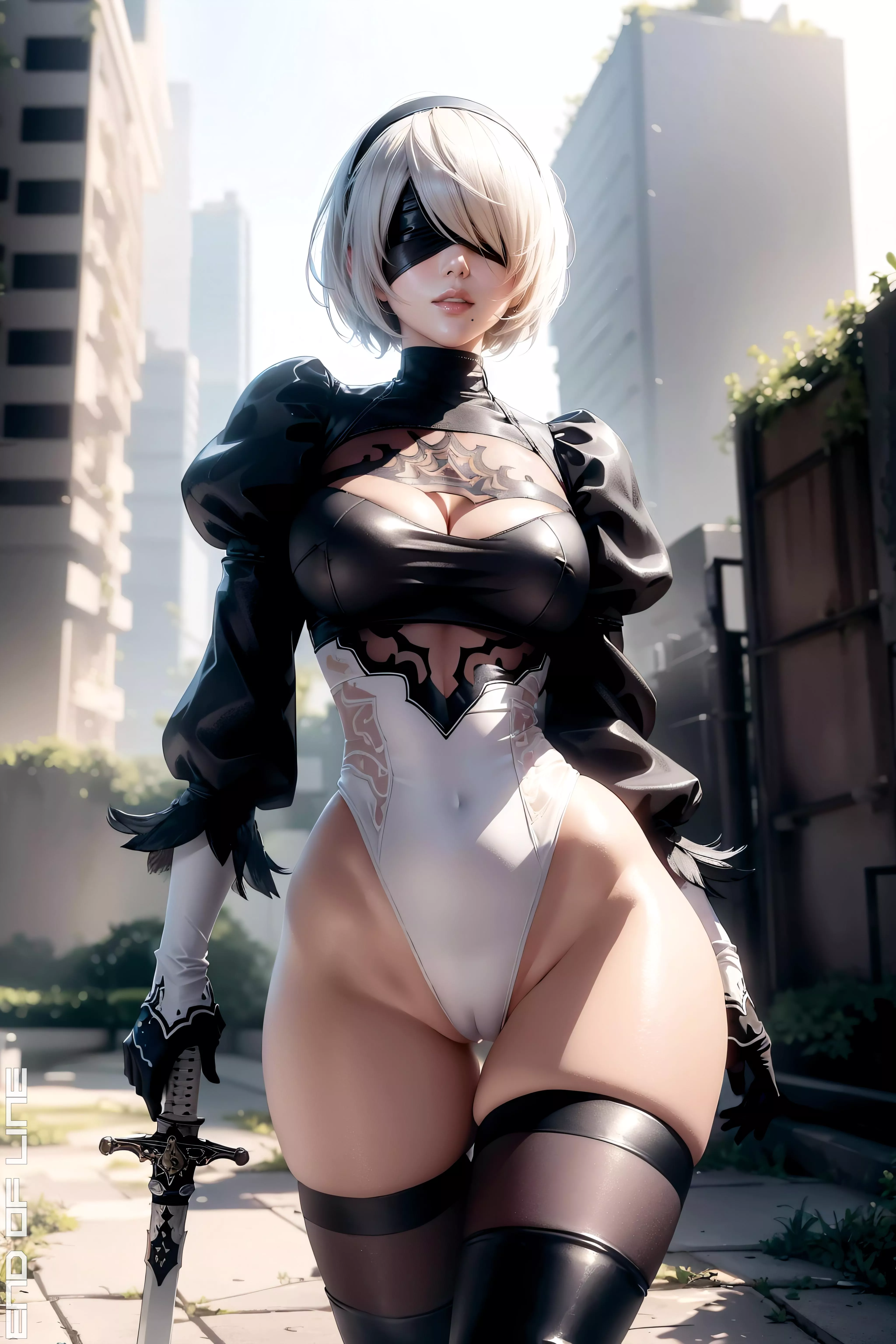 Yorha No. 2 Type B, AI Work generated by me with photoshop and editing after the fact. posted by EndOfLineArt