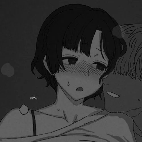 Lf mono source: short hair, black hair, blush, 1girl, 1boy, open mouth, teeth, brown hair, bra, shirt, 