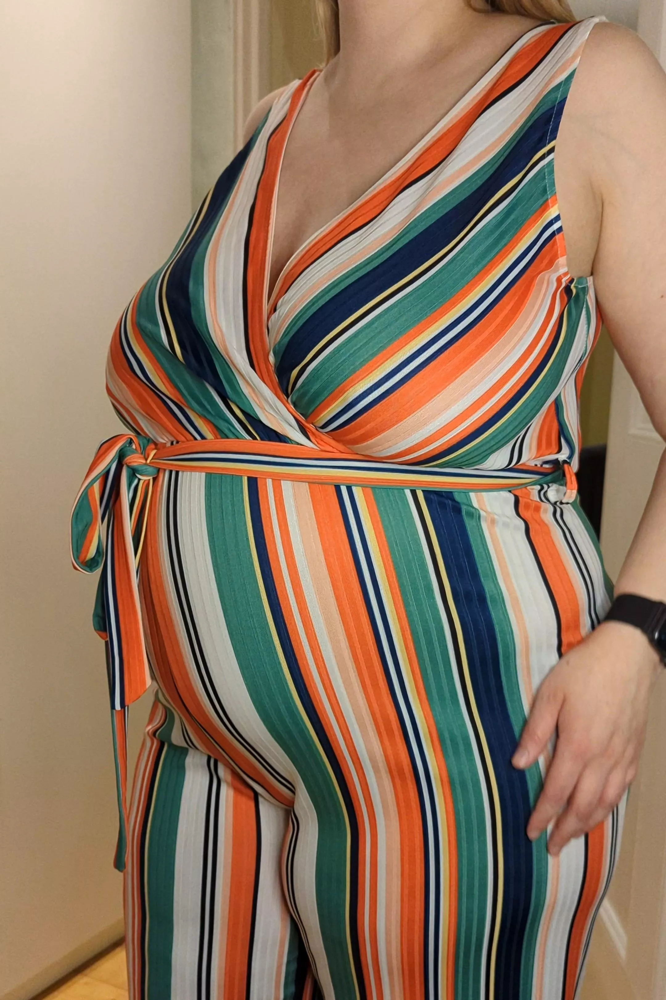 Love wearing this playsuit braless, especially like how it fits my bump posted by BustyyBella34H
