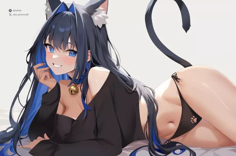 Cute cat girl ( Ouro Kronii ) by Pubg13