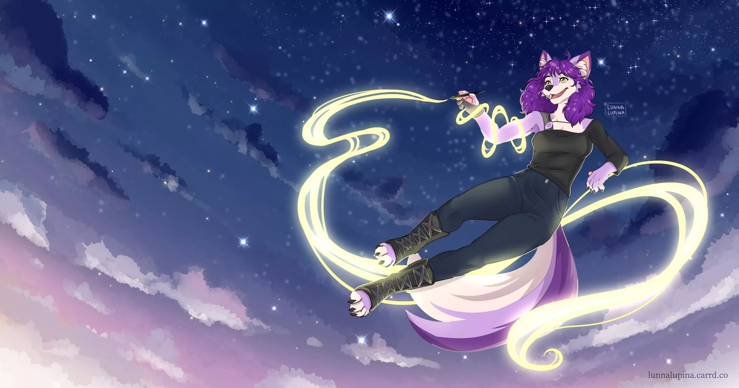 Does your fursona have any magic power? Art makes me fly!! - Art by me! posted by lunnalupina