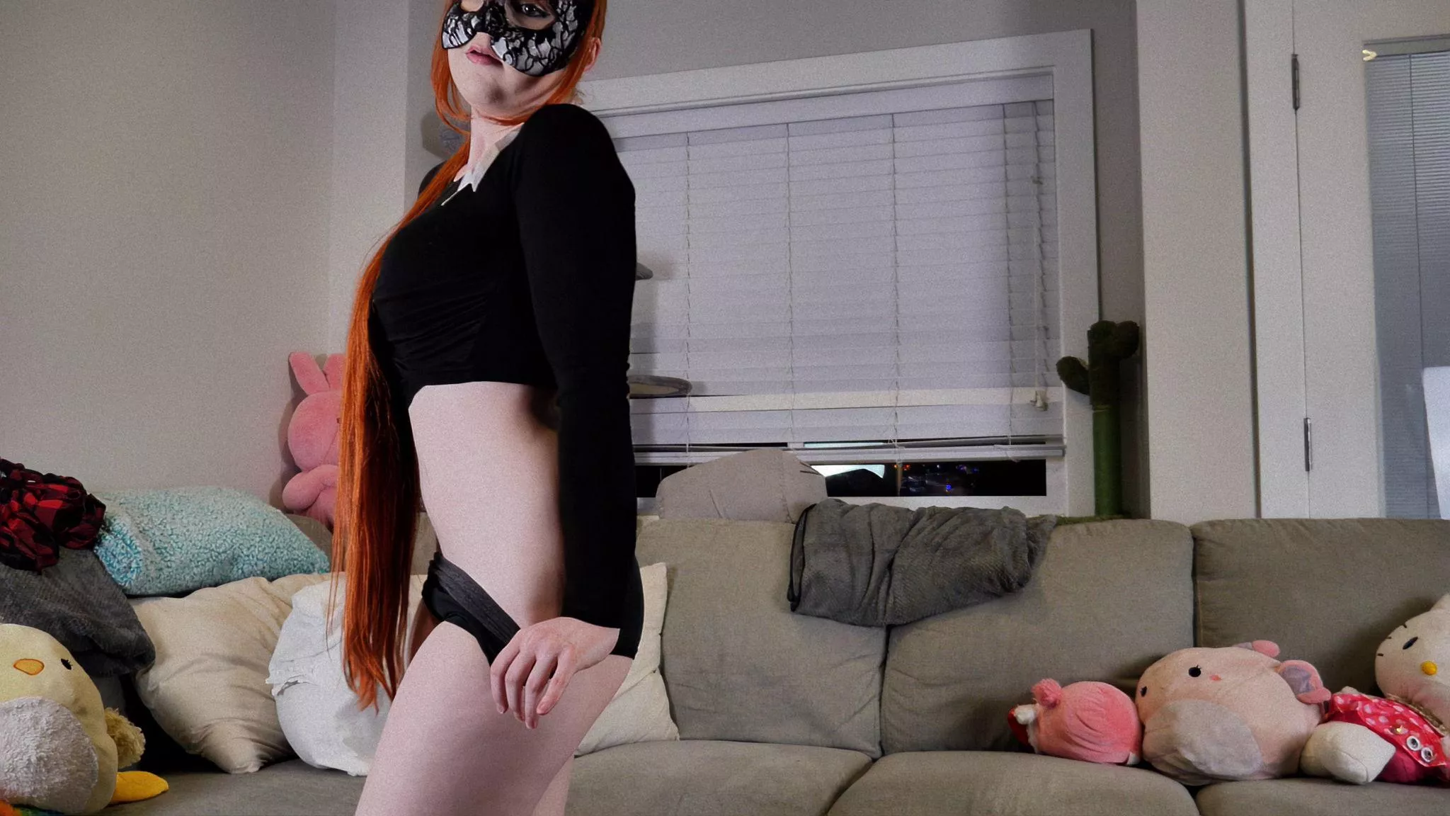 Feeling the heat with this sensual ensemble - lingerie and mask on! posted by inventingthing