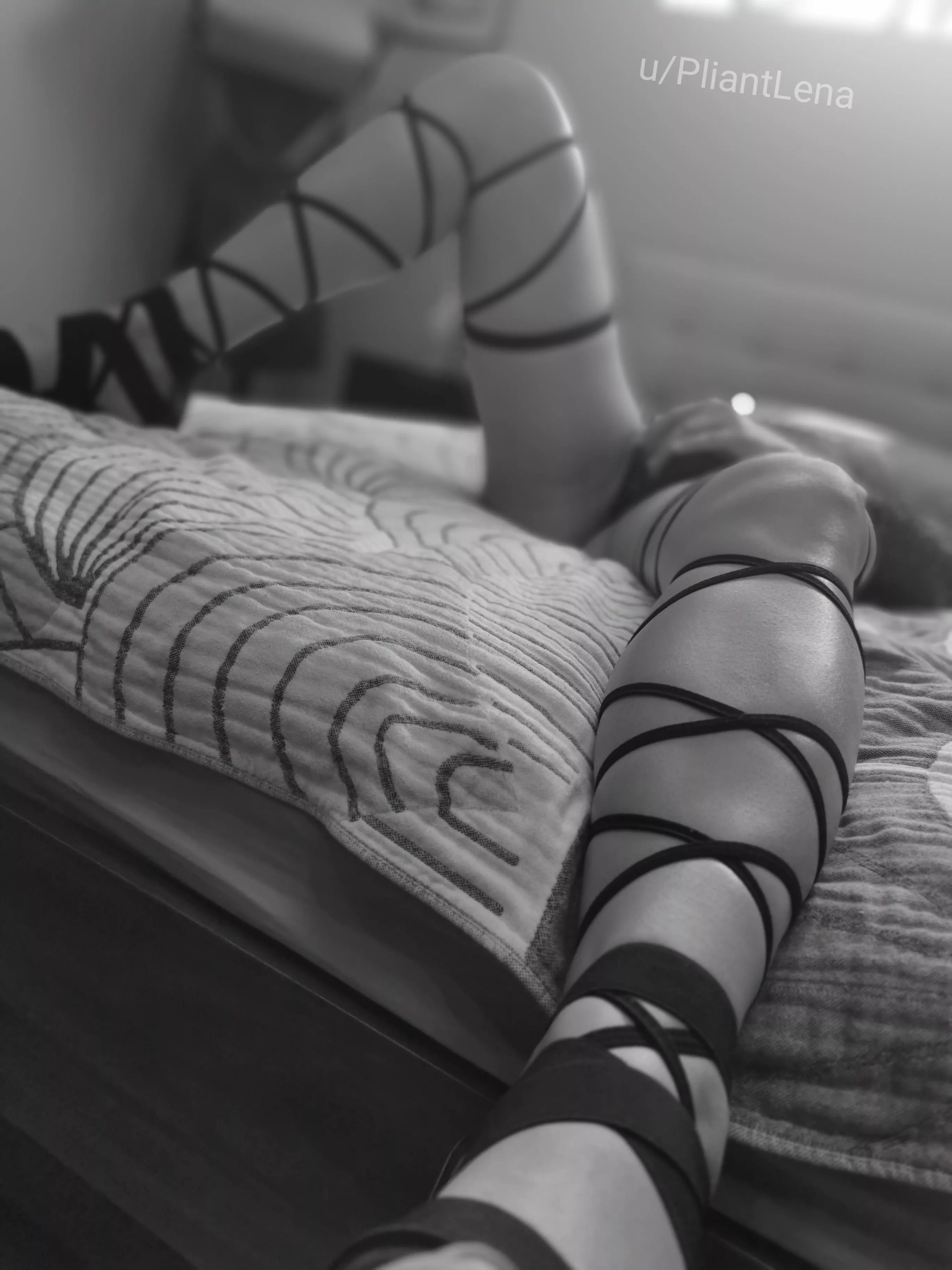 Long legs waiting to be thrown over your shoulder... [F]ollow the laces posted by PliantLena