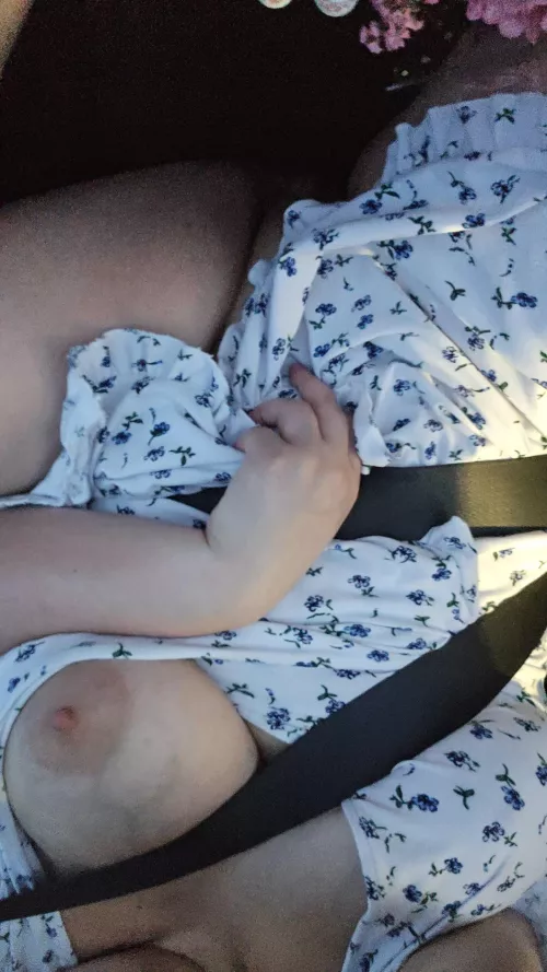 Driving and almost flashing you=🥰😊😉 by Delicious-pain233