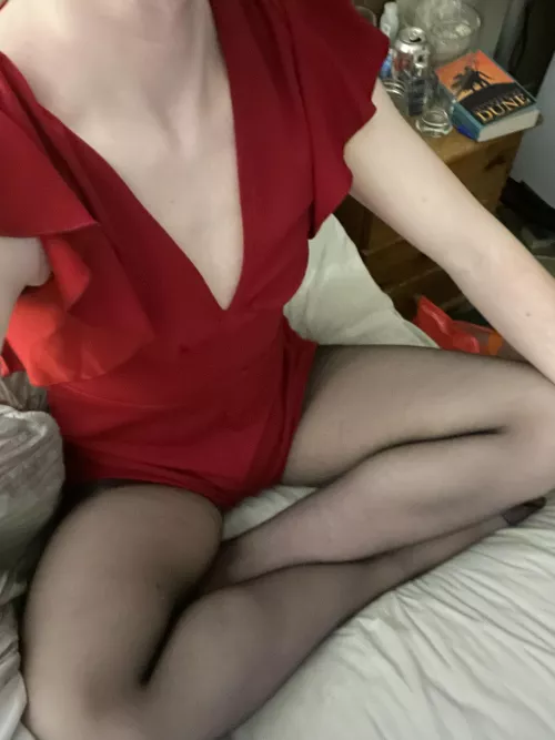 Little red jumpsuit :) by Caitlinfemboy