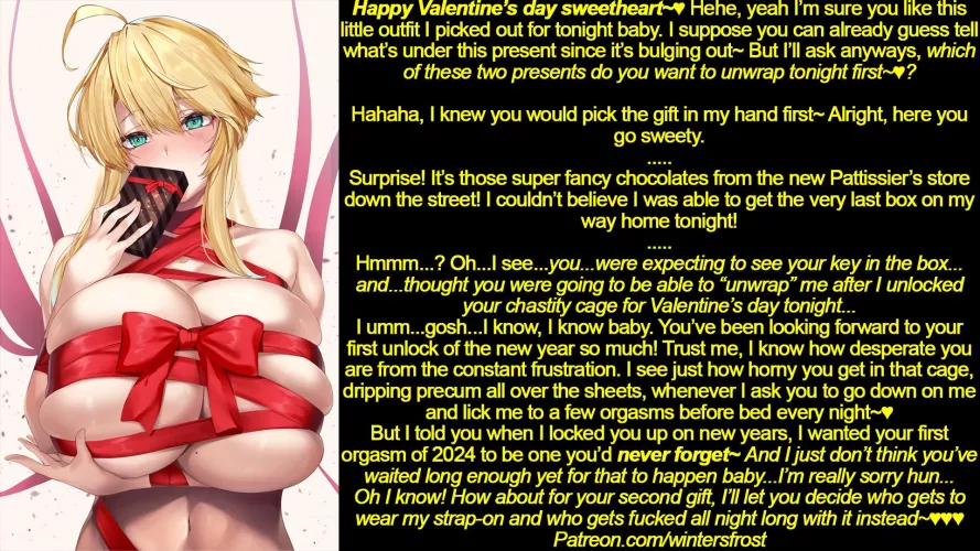 She truly does care. So she at least gave you the choice on Valentine's day this year~♥ by WintersCuck