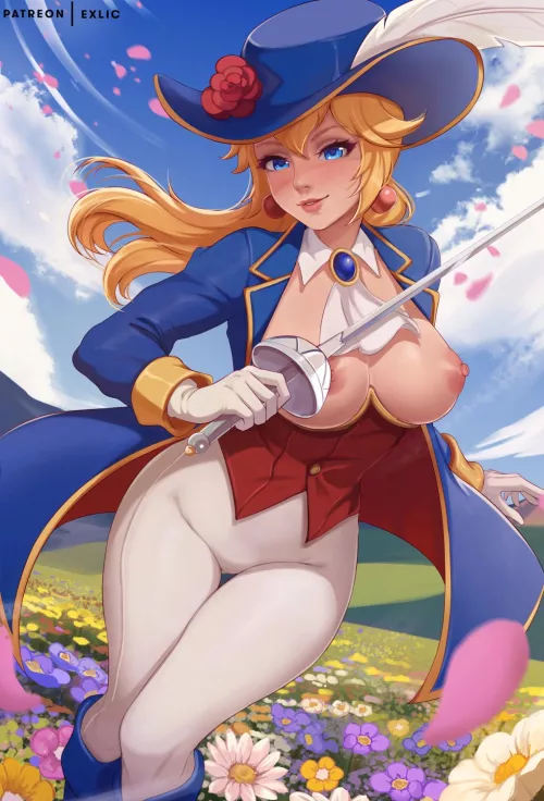 Sword Fighter Peach - fights better when topless (ExLic) [Princess Peach Showtime] by gifsundgirls