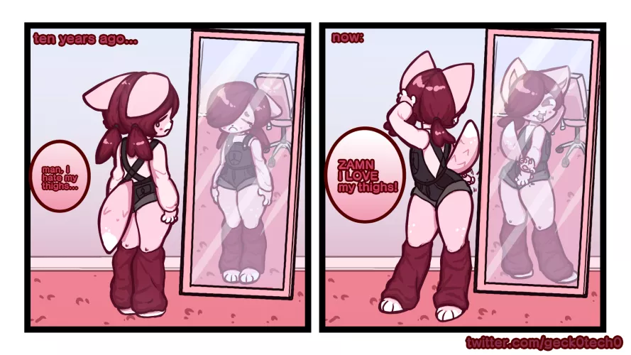 ten years ago everyone HATED fat thighs or fat anything. now people love them and can never get enough. funny how things work out... 🤭 by stern_gecko96