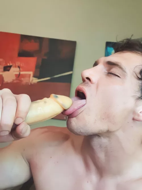 Anything wilder than a straight/bi guy practicing his bj skills on one fat cock dildo for his second man on man encounter? by Fila4000
