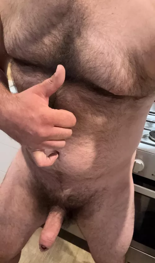 Cooked dinner like this without burning myself (M) 👍🏻 winning by ozstyle_nudist