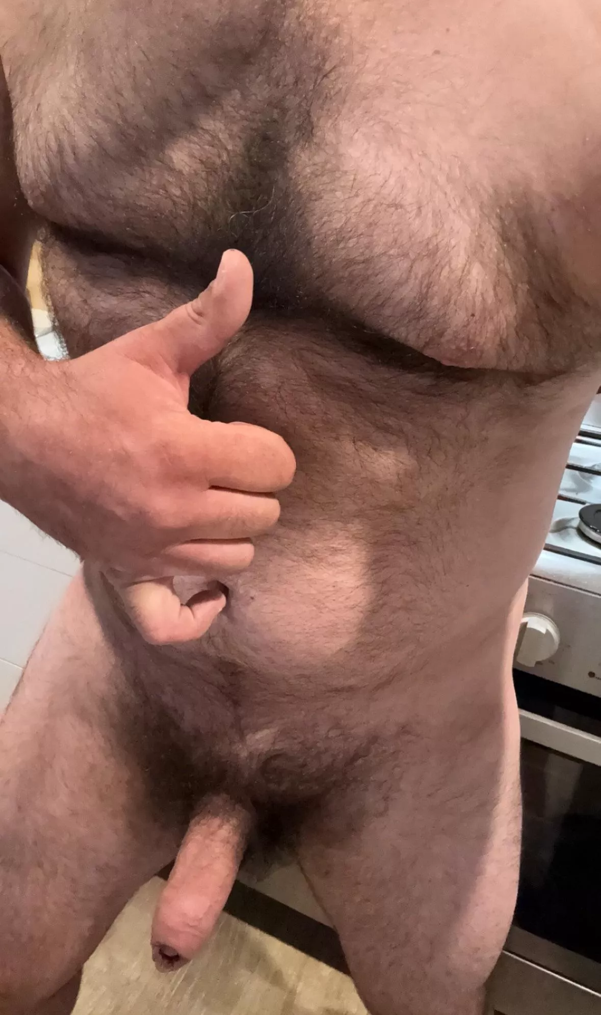 Cooked dinner like this without burning myself (M) 👍🏻 winning posted by ozstyle_nudist