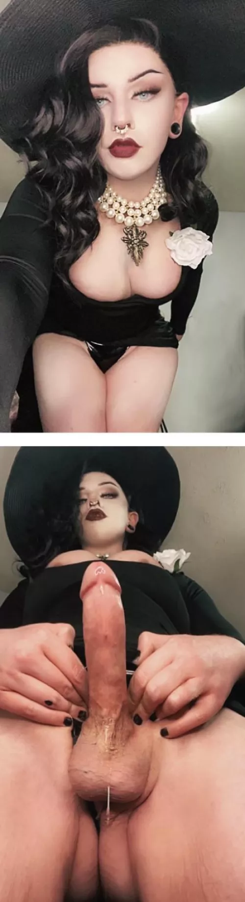 Could you handle Mommy’s big girl cock that drips precum like a fountain? 😈🖤 by L8TEX