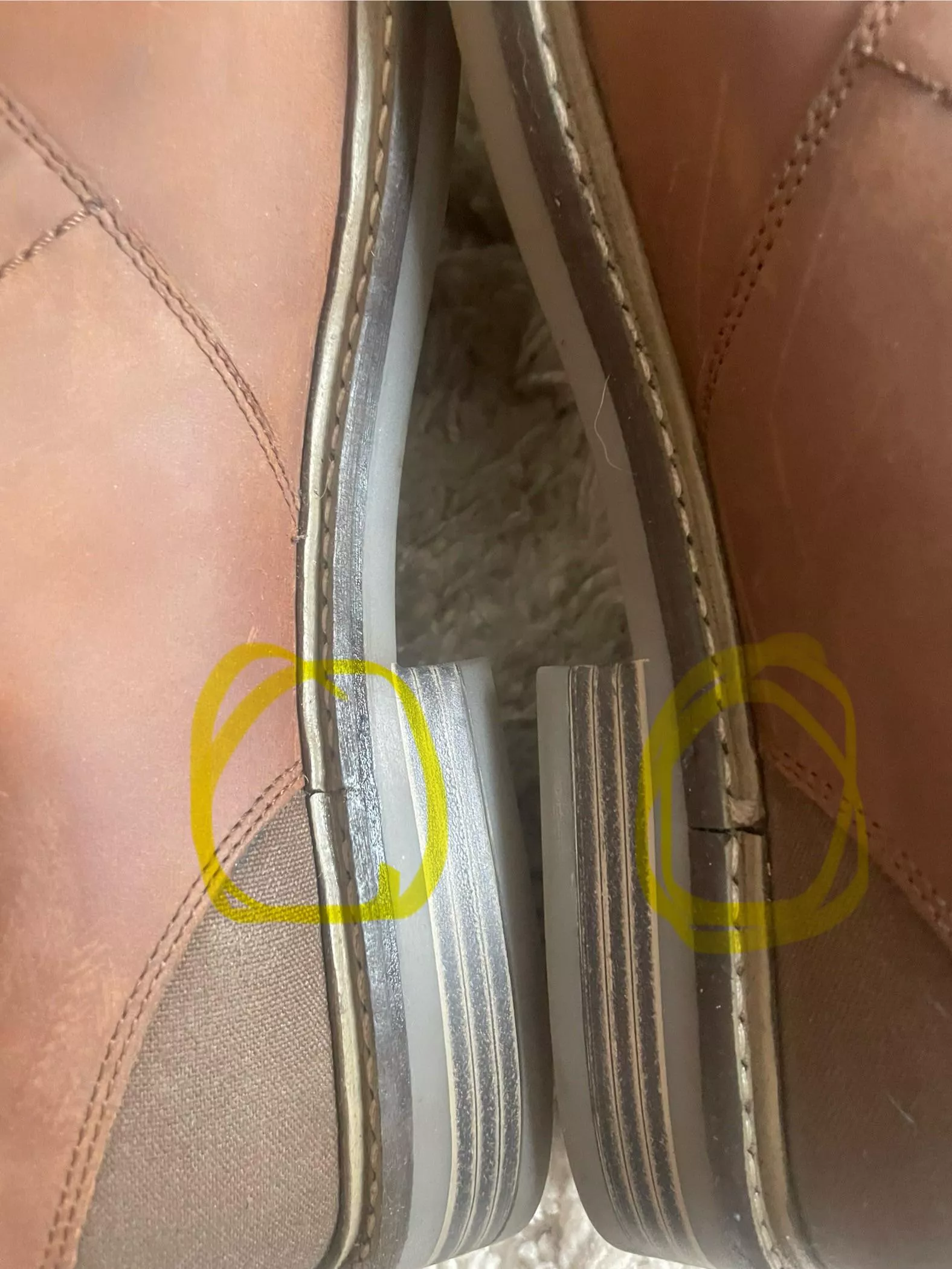 Cracks on inside heels of boots! posted by sinkornoa