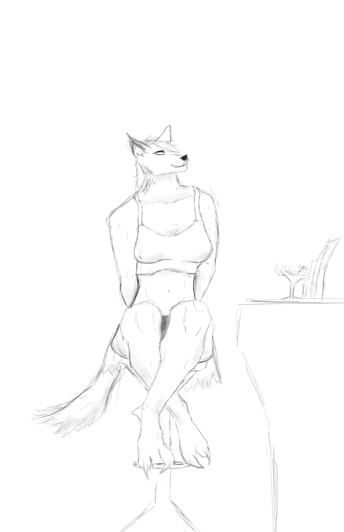 Furry sketch I made and am quite happy with. posted by justlookingdudeman