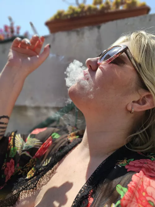 Good morning everyone, enjoying my post breakfast smoke under the early sun of the day by GranLadyLady