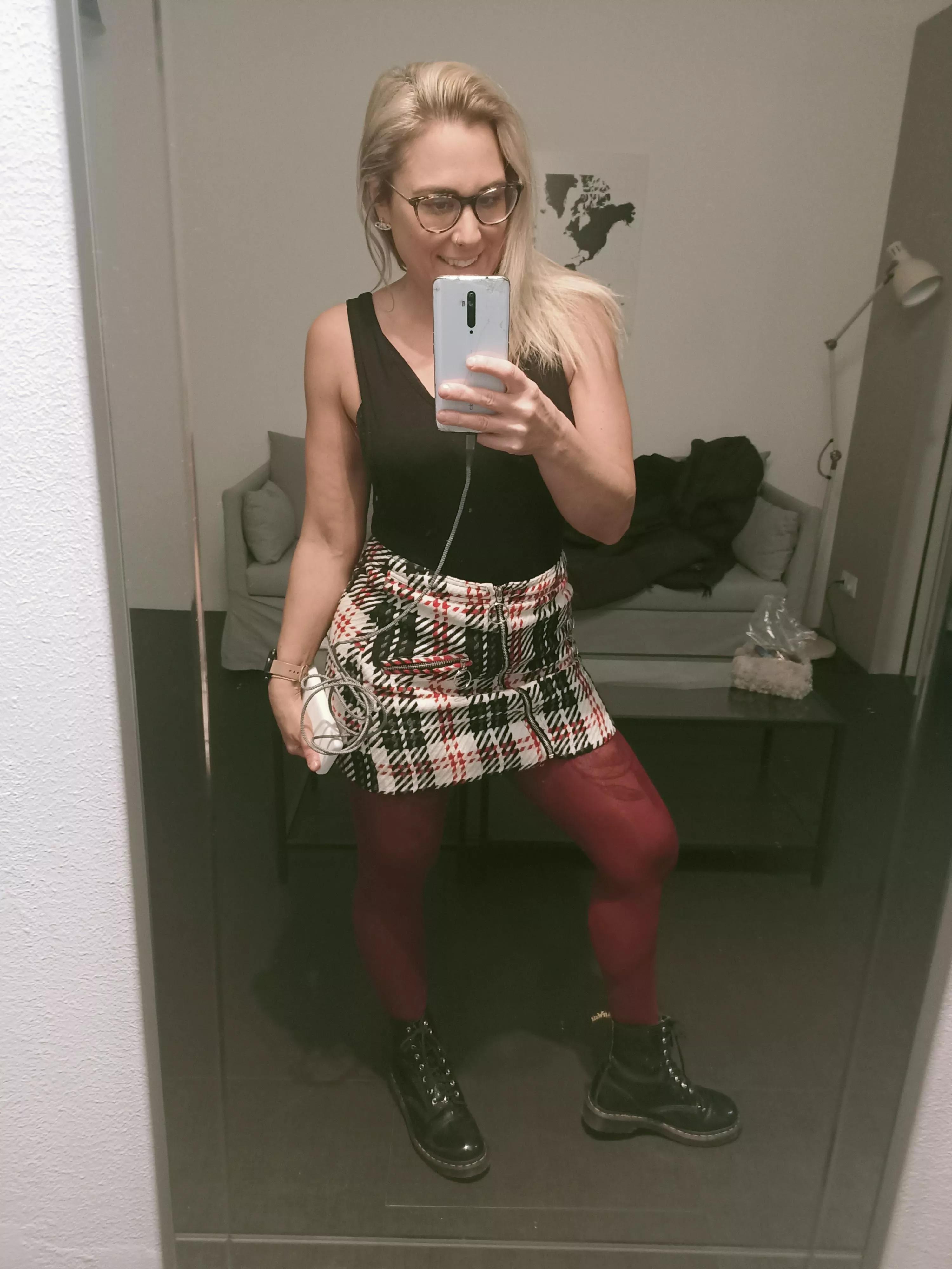 Just a simple out out selfie in tights and skirt posted by theamberpreston