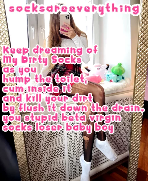 Keep dreaming of My Dirty Socks as you hump the toilet and cum in the drain stupid beta virgin socks loser baby boy! by SocksAreEverything