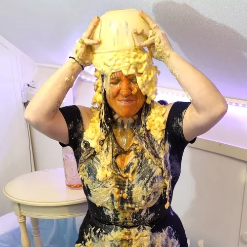 Emptying a bowl of mac and cheese on her head by _Anonymous_Account_