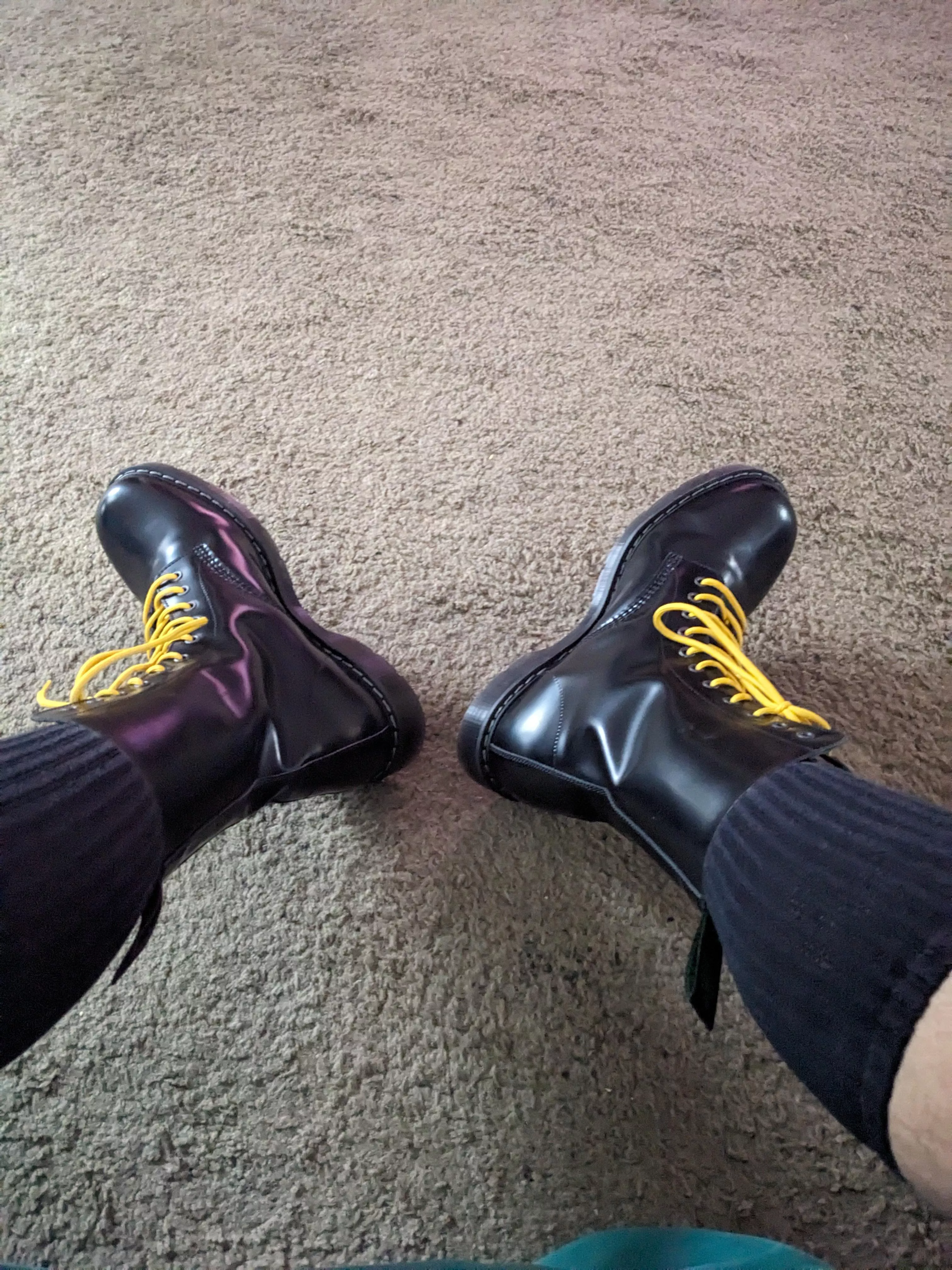 My new solovair 11 eye boots. I can't tell you how much comfier they are then docs, so scared to pull the trigger on them I did and so glad I did. posted by peekos95