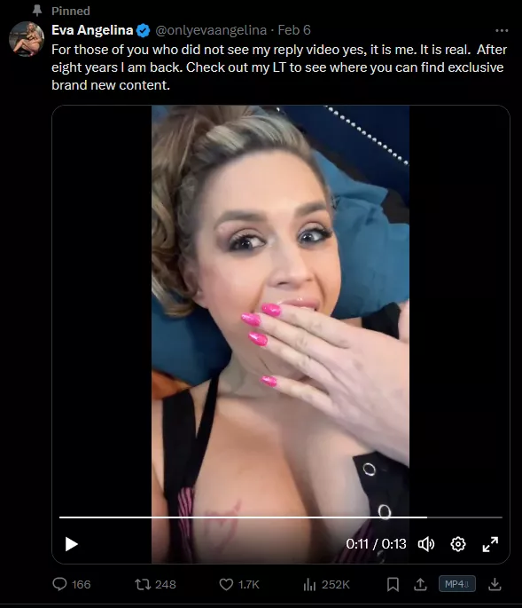 [Eva Angelina] is...BACK (at least according to her) posted by latestbangers4u