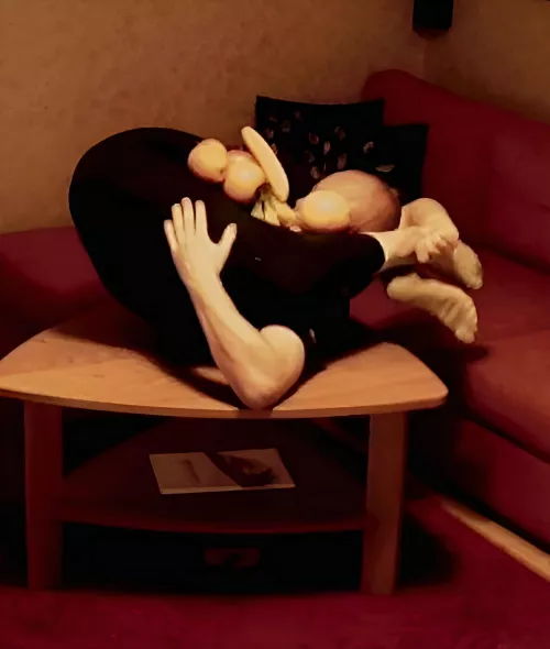 Folded up with my legs behind my head into a fruit bowl. by ContortedOne