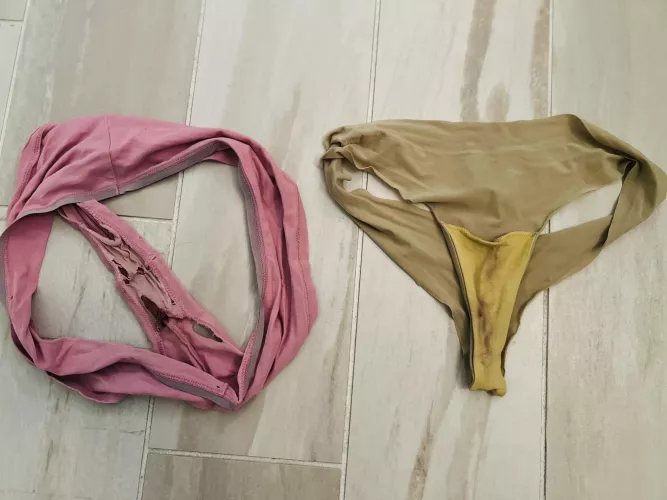 Left from last night period panties. Right yesterday’s panties.  by redbottomshoe