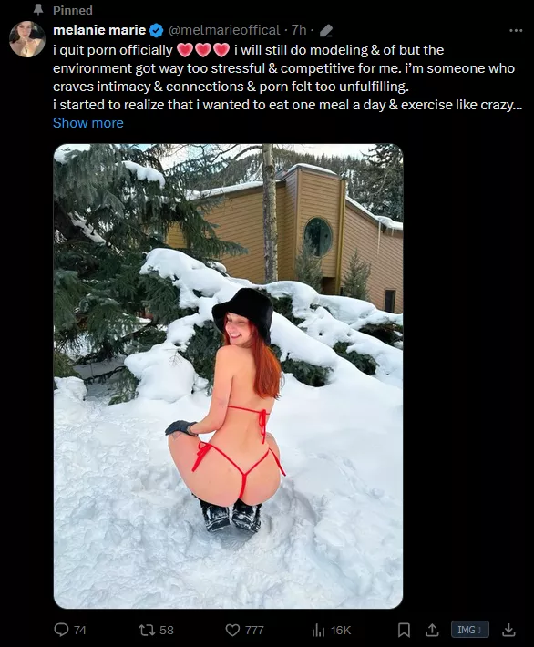 [Melanie Marie] retired from mainstream porn 😔 posted by latestbangers4u