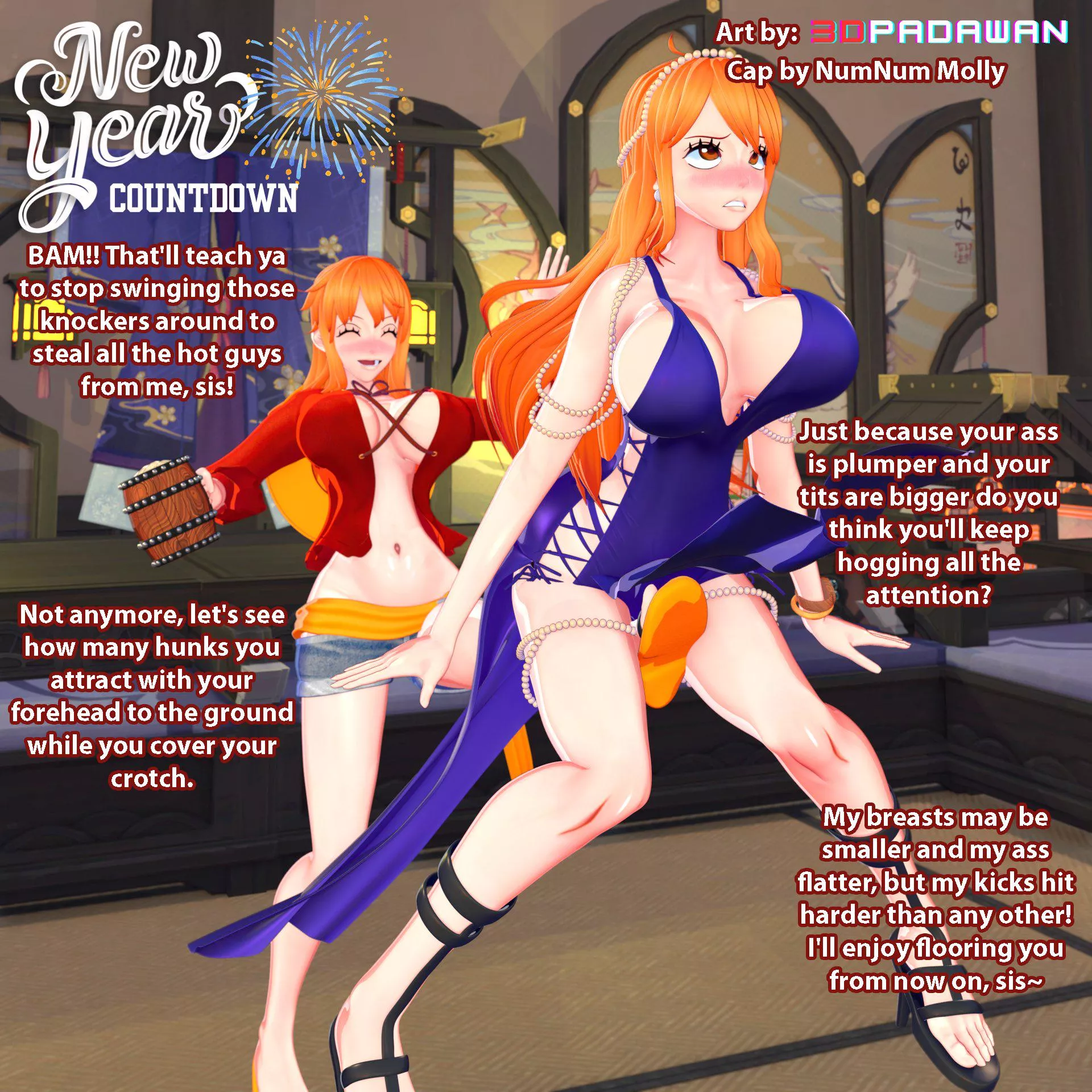 Sisterly Busting [Cuntbusting][Sisters][Incest][Breast Envy][Size Comparison][Full Story][Commission][Artist: 3D Padawan] posted by Sombraros