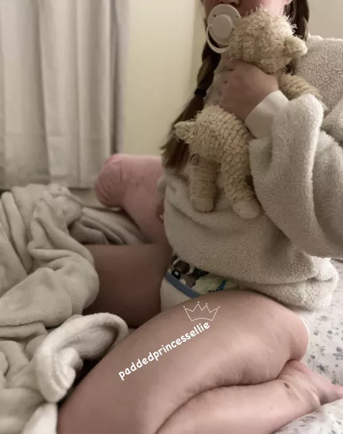 snuggling lambie tight while wetting my diaper 🙈 by southernbbybelle