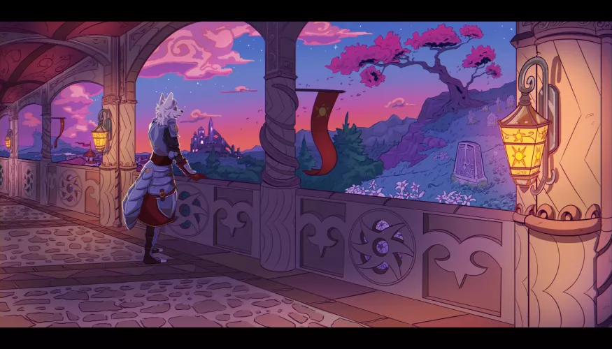 A big personal drawing I finished recently featuring my wolf knight, lady Mara :) by Galinn-Arts