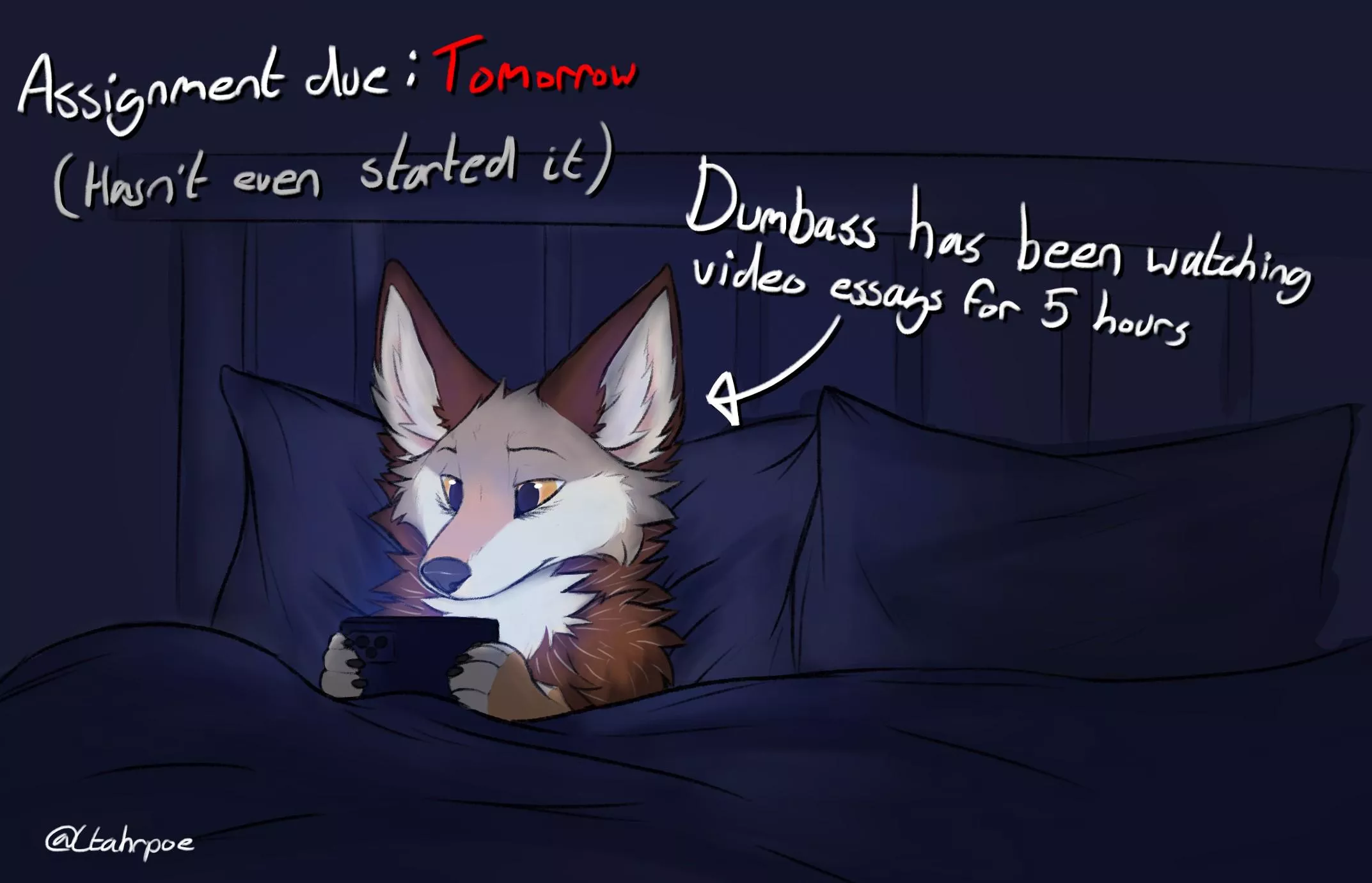 Coyotes don't work well with deadlines 🥲 (Art by me, @Ctahrpoe) posted by Ctahrpoe