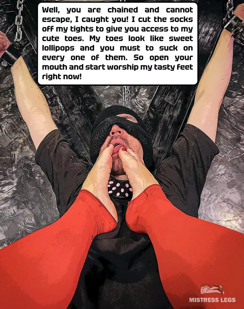 Just open your mouth and suck my tasty red toes right now! by MistressLegs