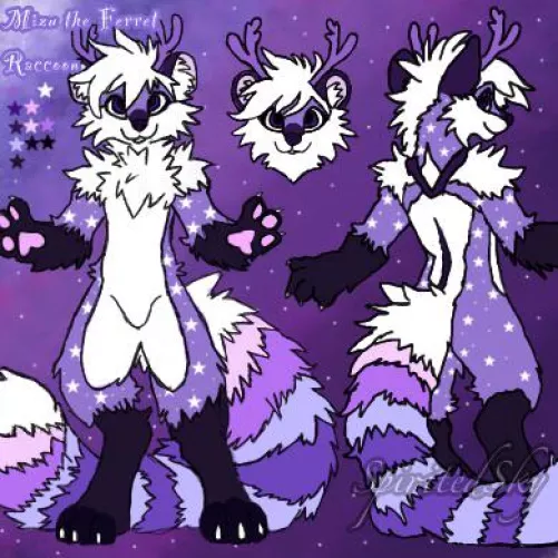 Meet my truesona! Mizu, the Ferret Raccoon with antlers! by SpiritedSkyy