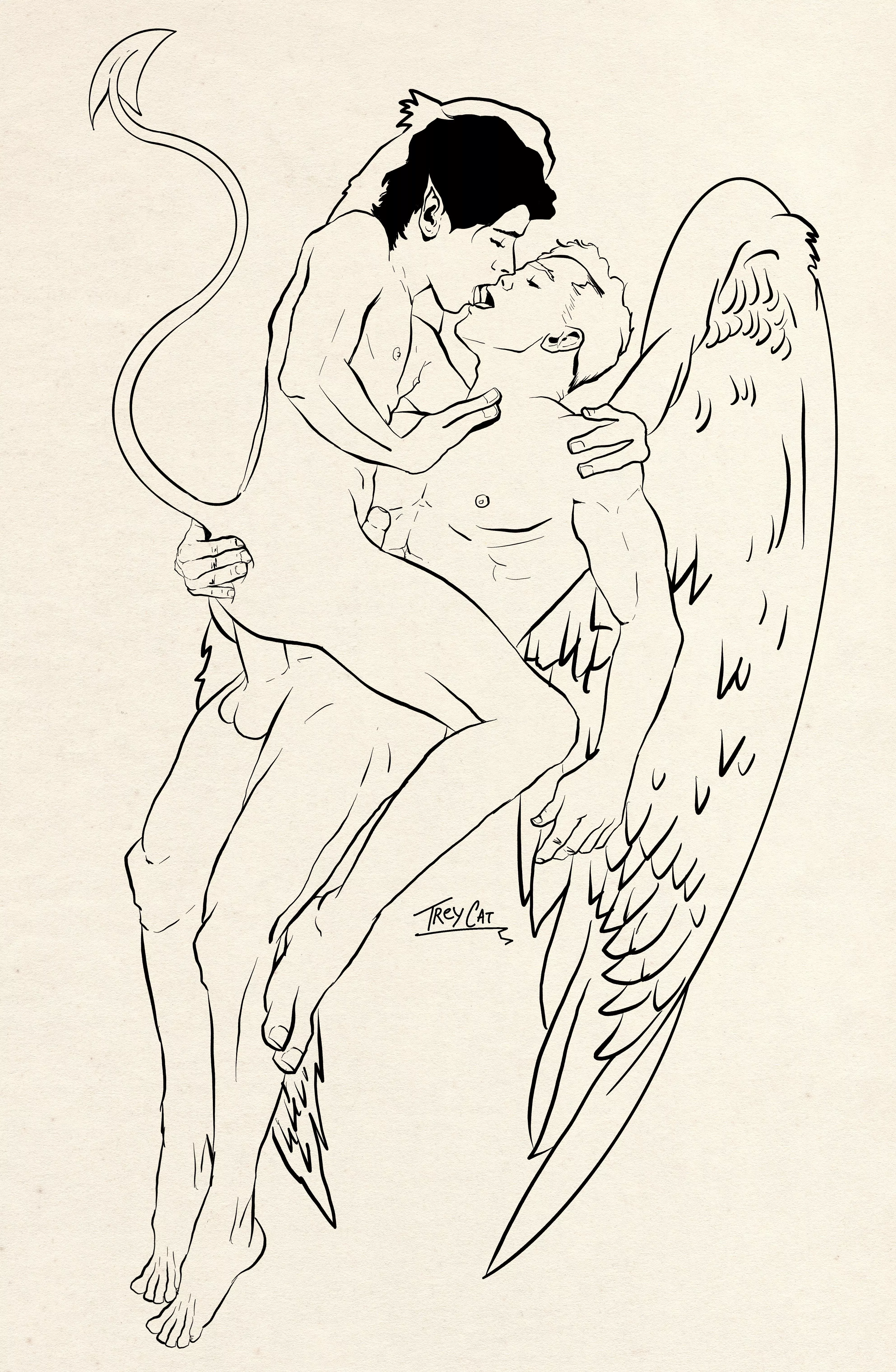 Nightcrawler and Angel Line Art (TreyCat) [Xmen] posted by treycat_art