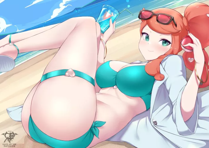 Sonia At The Beach [Pokemon] by A_MASSIVE_PERVERT