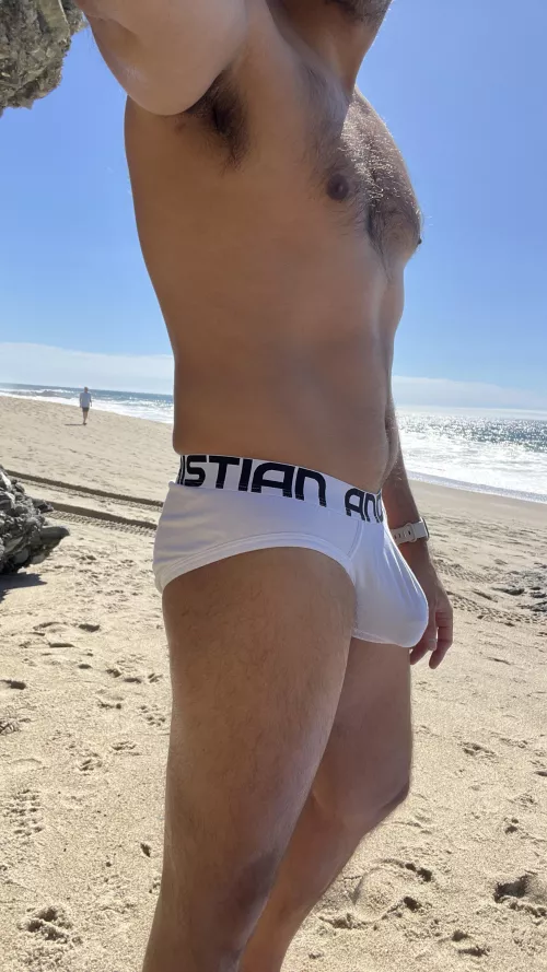 stripping down to my underwear at the beach, just before changing into to my speedos by zaarm6