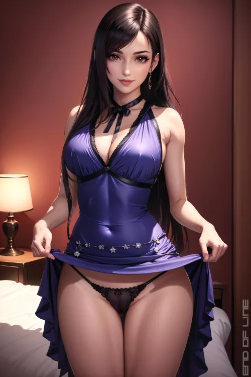 Tifa's Dress Lift. AI with photoshop and editing by me. by EndOfLineArt