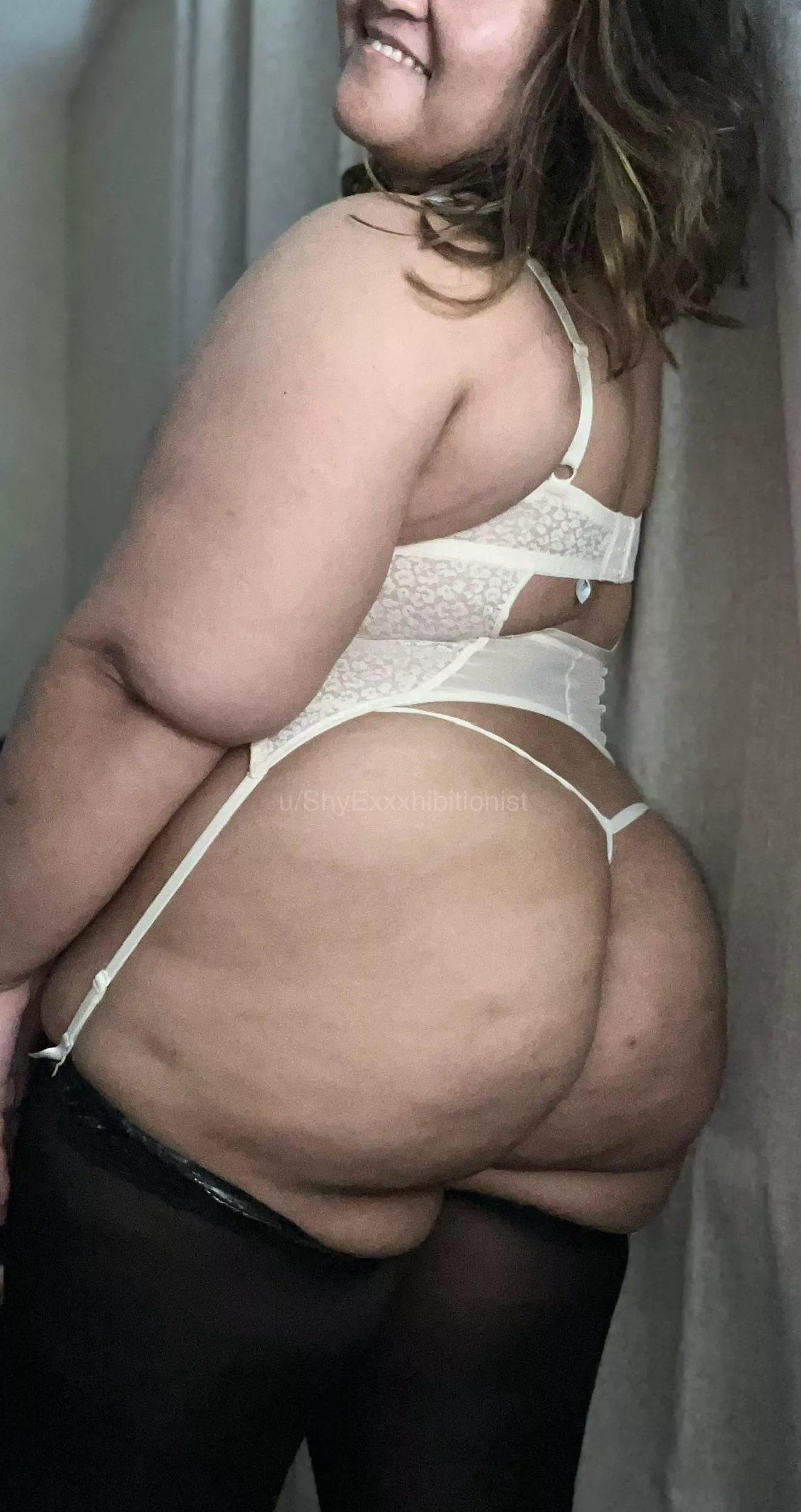 What caught your attention first? My ass or my smile? posted by ShyExxxhibitionist